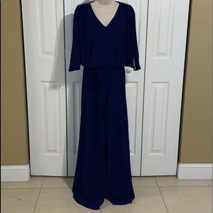 Jumpsuit 3/4 Sleeve cold shoulder Vneck.
